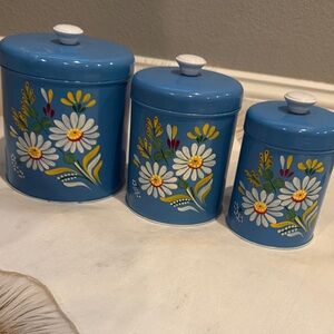 Urban Outfitters Vintage Floral Blue Canister Set